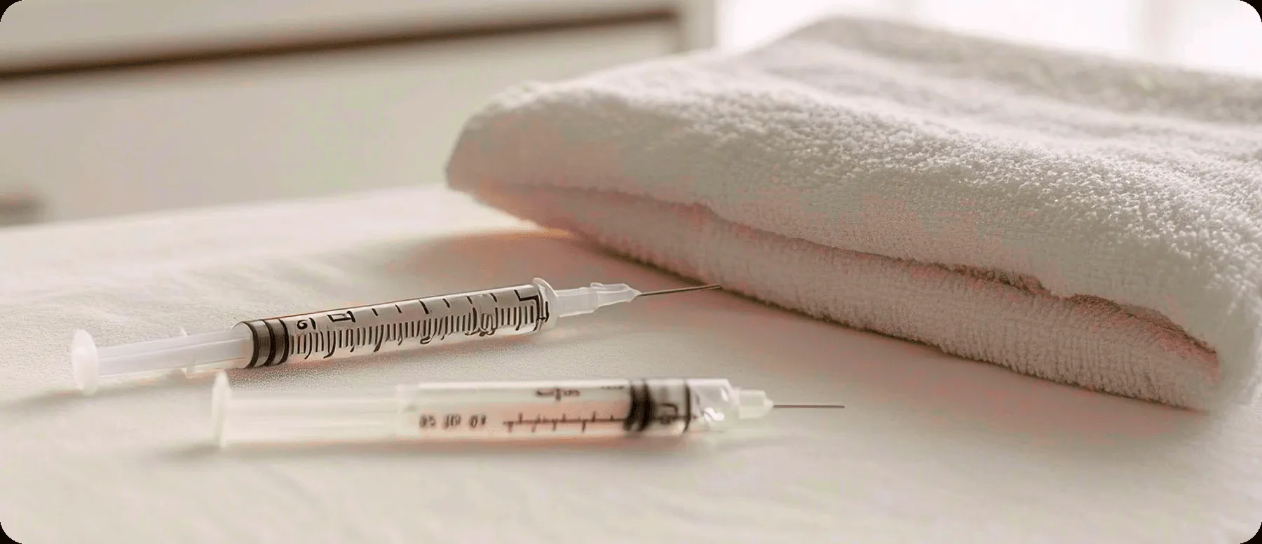 Sterile syringes on a clean towel